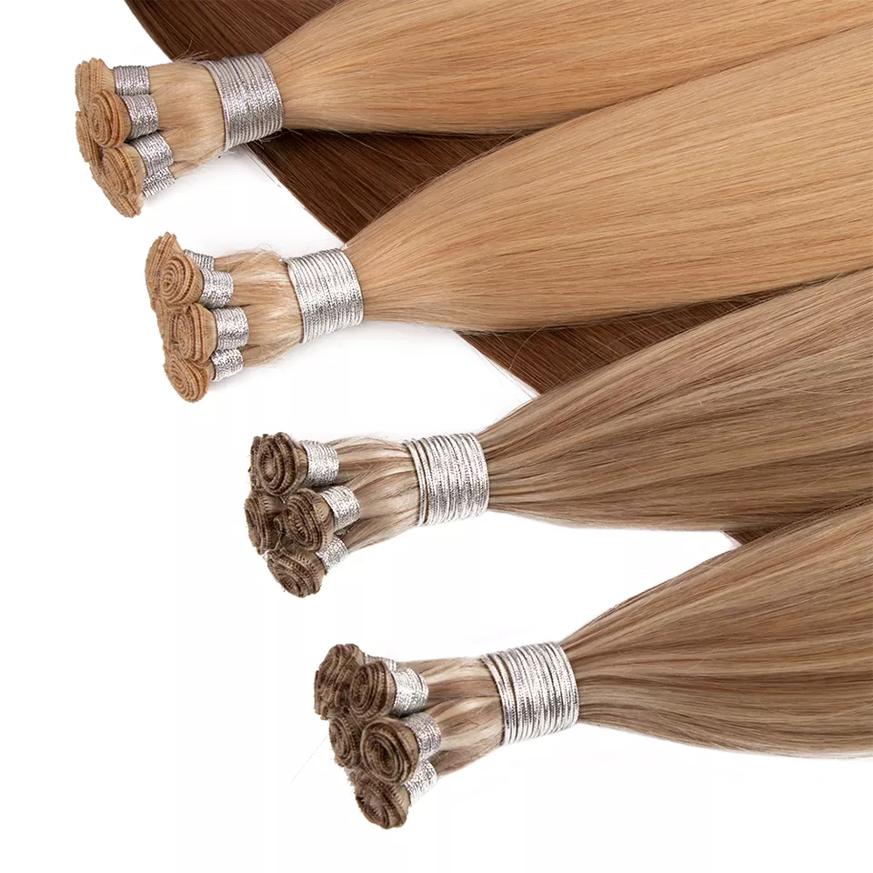 Hot Selling European Human Hair Hand Tied Weft Hair Extension Cuticle 12a Hand Tied Weft Extensions